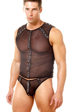 Sexy Men's Sequin Patched Bodysuit #410