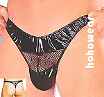 Sexy Men's Vinyl With Net Erotic Bikini Brief Underwear