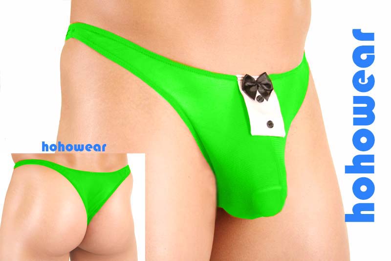 Mens Christmas Sheer Thong with Tuxedo Detail Underwear #167